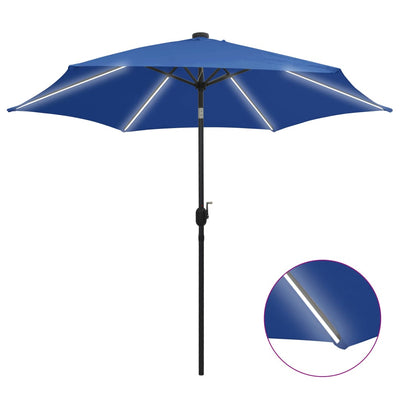 Vidaxl Parasol con iluminación LED y polo de aluminio 300 cm azul azul