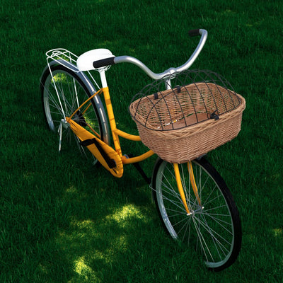 Canasta de manillar de bicicleta Vidaxl con tapa de 50x45x35 cm sauces naturales