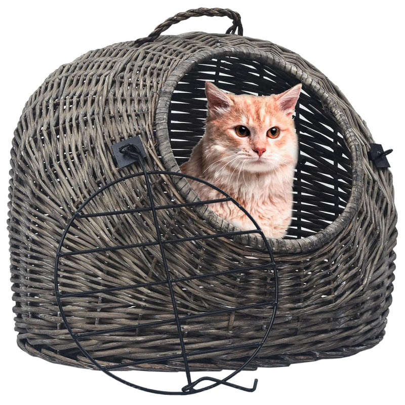 Vidaxl Cat Carrier 45x35x35 cm de madera de sauce natural gris