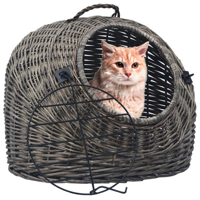 Vidaxl Cat Carrier 60x45x45 cm de madera de sauce natural gris