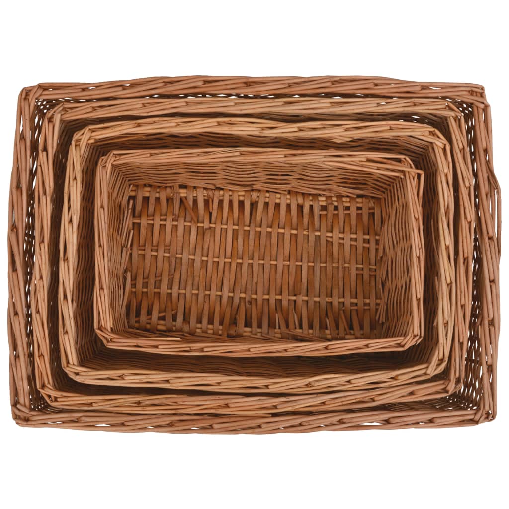 Set di cestini impilabili Vidaxl da 4 pezzi, marrone salice