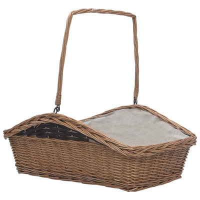 Cesto in legno Vidaxl con manico 61.5x46.5x58 cm Willow Wood Brown