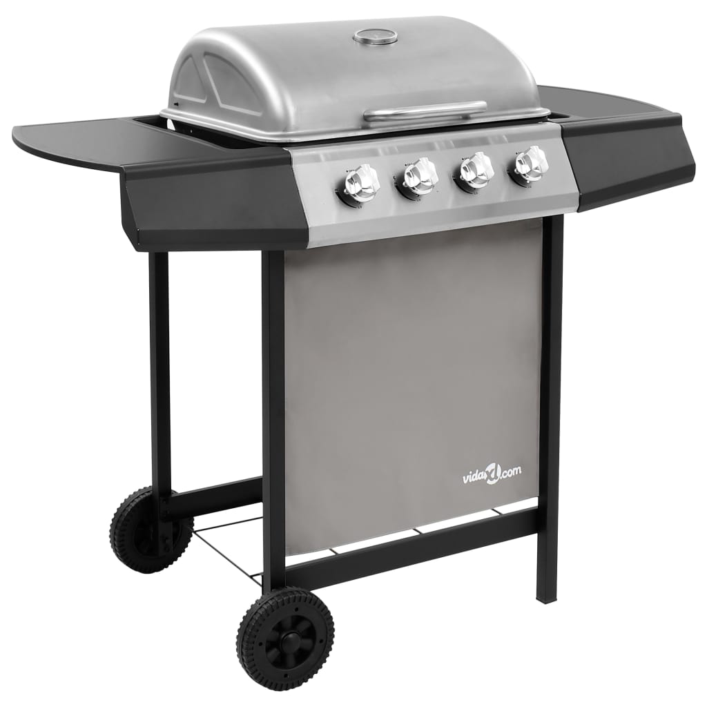Barbacoa de gas Vidaxl con 4 quemadores de color negro y plateado