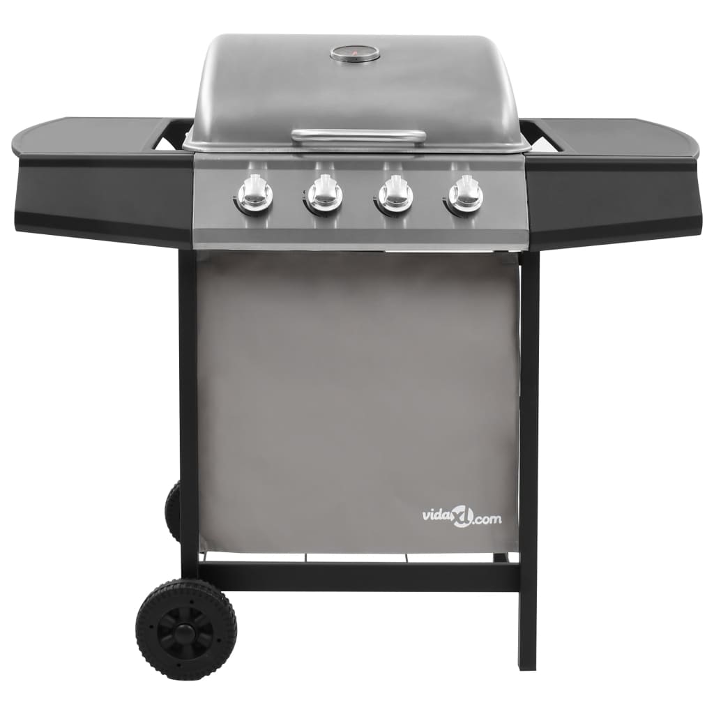 Barbacoa de gas Vidaxl con 4 quemadores de color negro y plateado