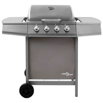 Barbacoa de gas Vidaxl con 4 quemadores de color plateado