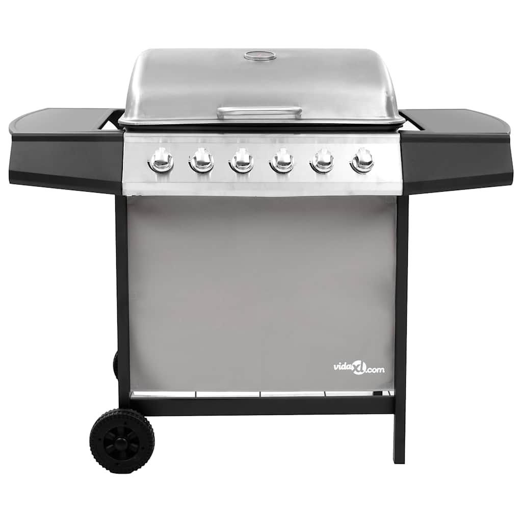 Barbacoa de gas Vidaxl con 6 quemadores de color negro y plateado