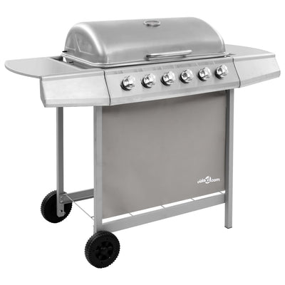 Barbacoa de gas Vidaxl con 6 quemadores de color plateado