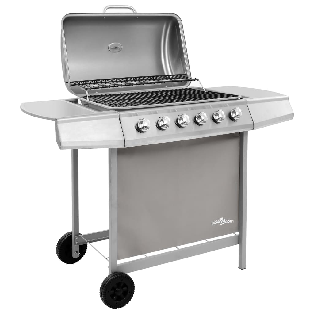 Barbacoa de gas Vidaxl con 6 quemadores de color plateado