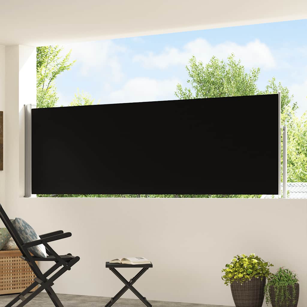 Pantalla de jardín Vidaxl extensible 100x500 cm negro