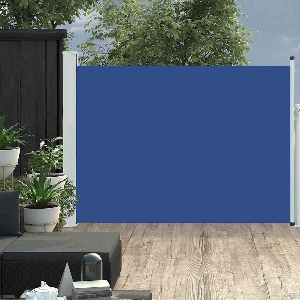 Schermata del giardino Vidaxl estendibile 120x500 cm blu