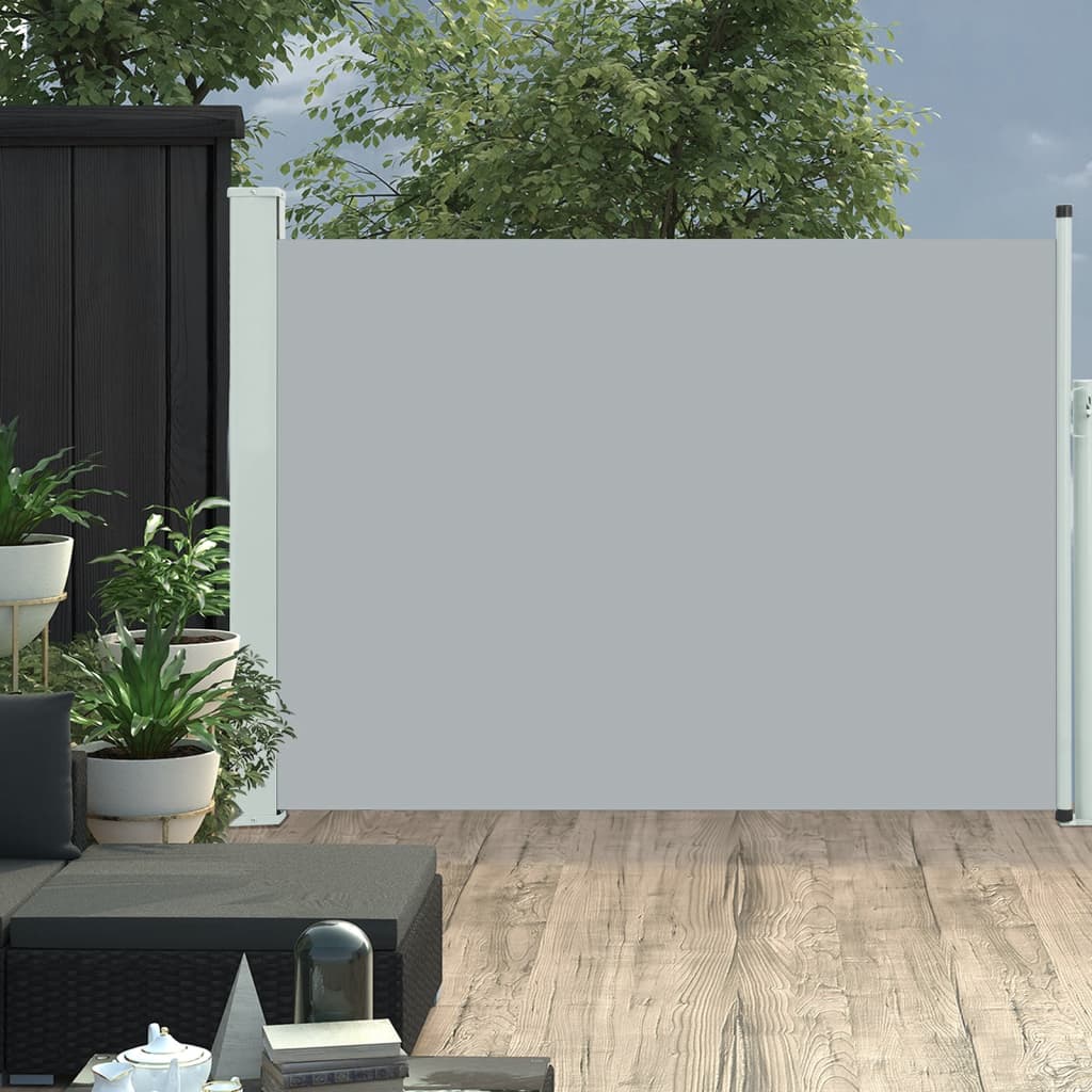 Pantalla de jardín Vidaxl extensible de 120x500 cm de gris