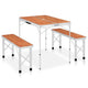 VidaXL Camping Table Foldable with 2 benches aluminum brown