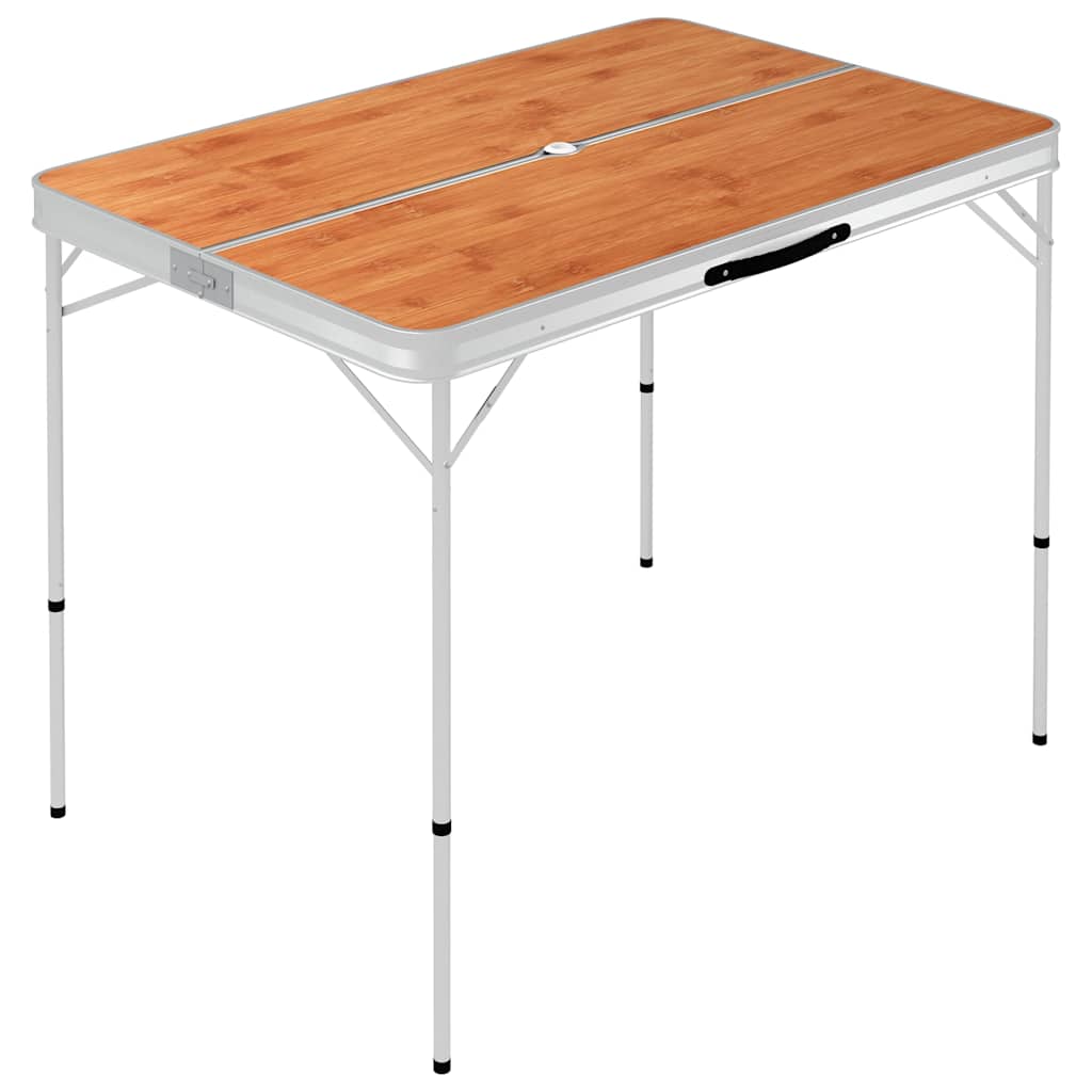 VidaXL Camping Table Foldable with 2 benches aluminum brown