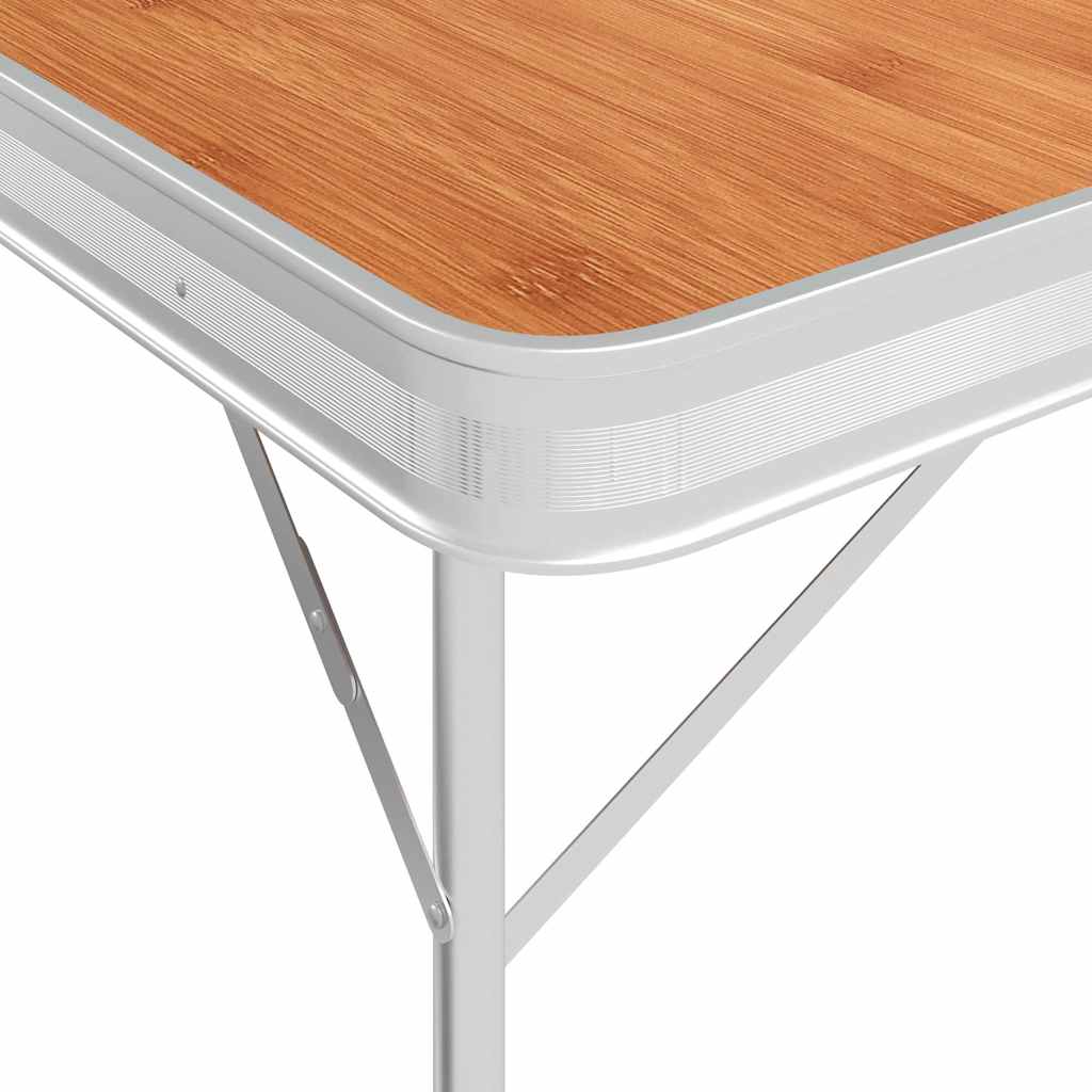 VidaXL Camping Table Foldable with 2 benches aluminum brown