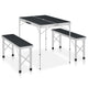 Vidaxl Camping Table Collapsible with 2 benches aluminum gray