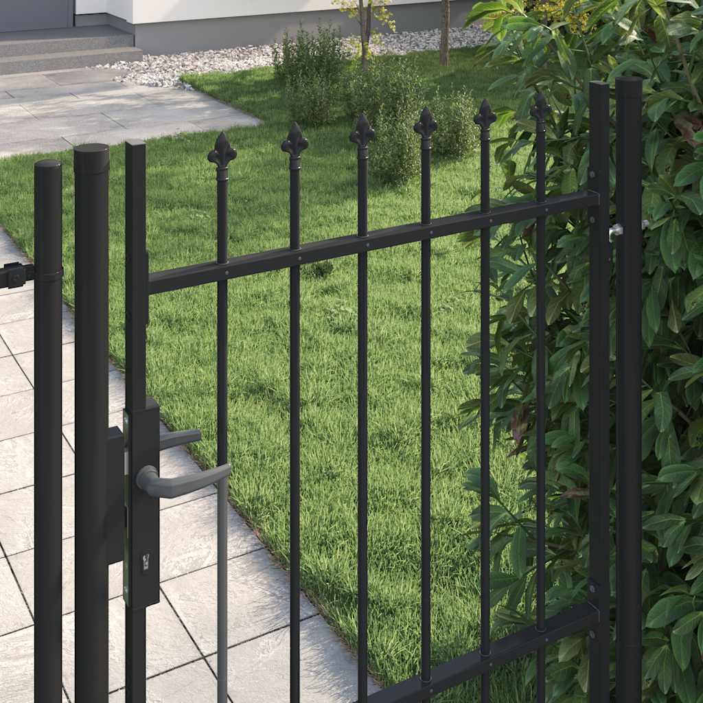 Vidaxl poort met puntige bovenkant enkel 1x1,5 m staal zwart