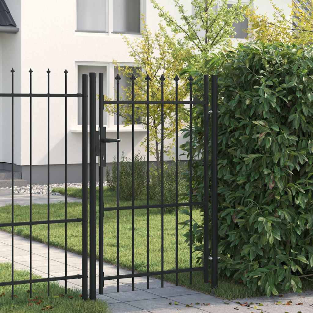 Vidaxl poort met puntige bovenkant enkel 1x1,5 m staal zwart