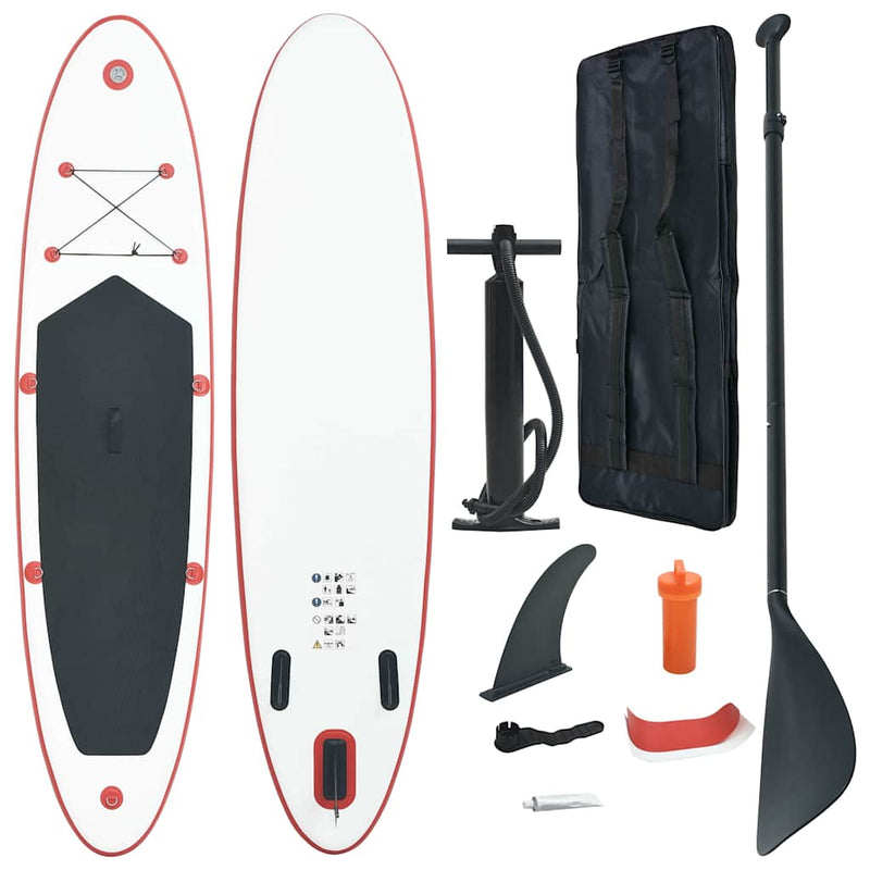 Vidaxl Stand Up PaddleBoard, cola de color rojo y blanco inflable
