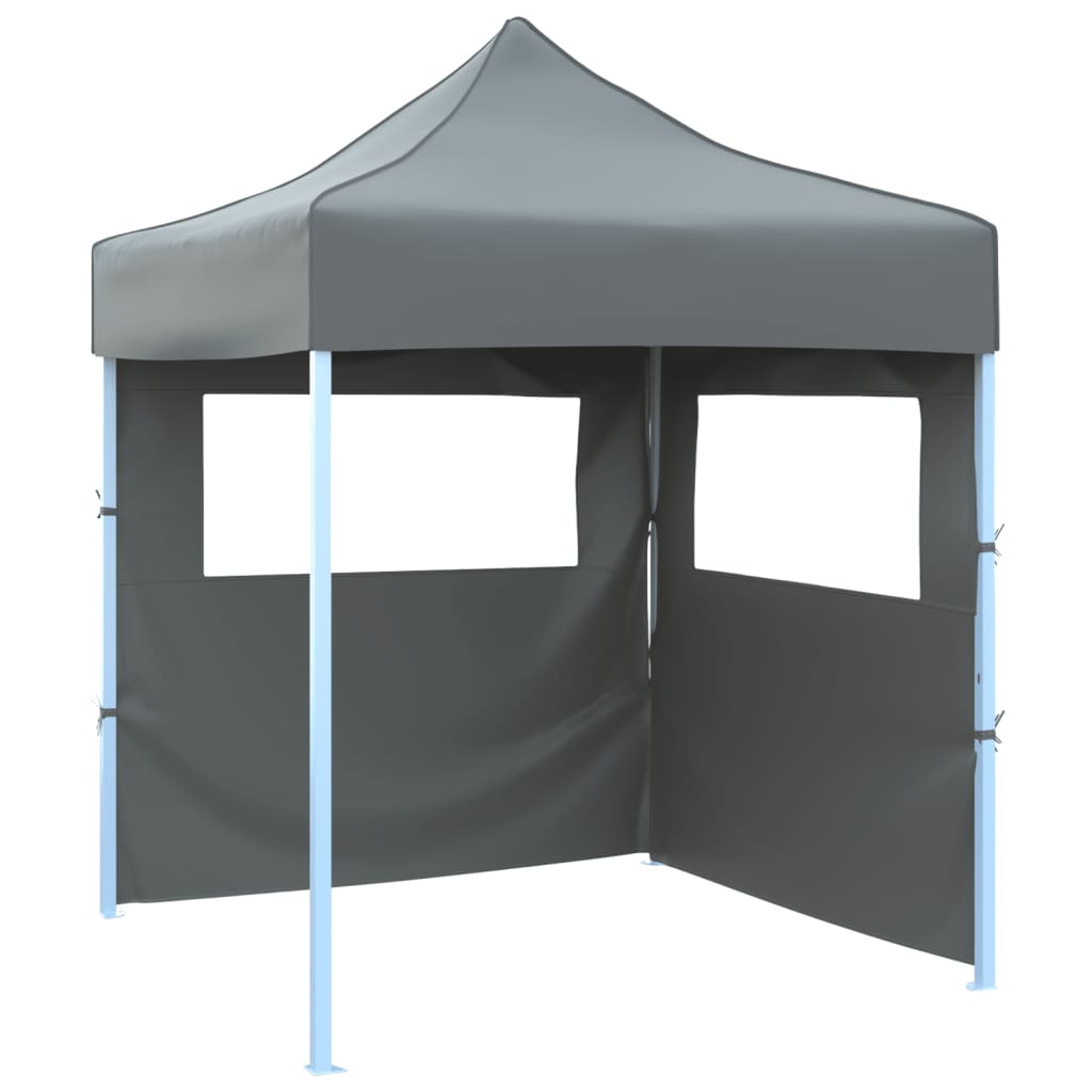 Vidaxl partytent met 2 zijwanden inklapbaar 2x2 m staal antraciet