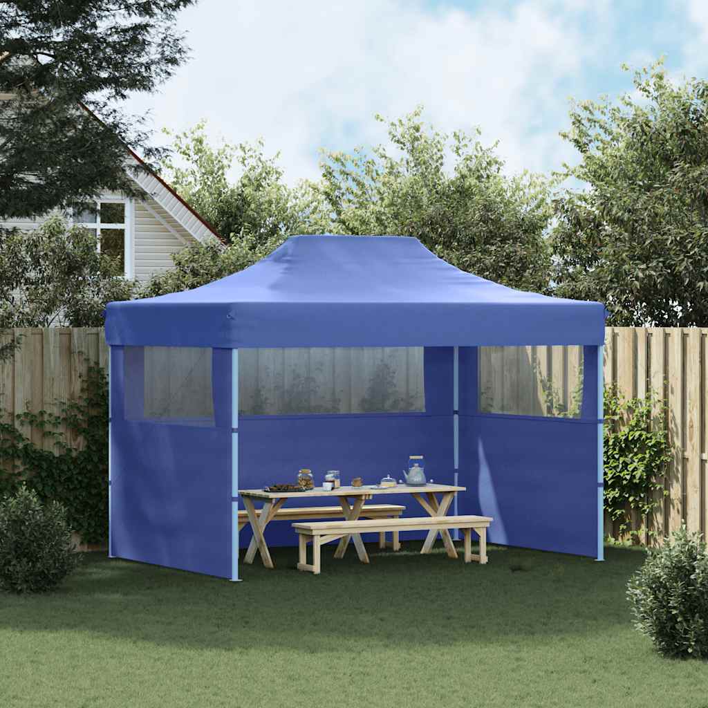 Vidaxl partytent met 3 zijwanden inklapbaar 3x4 m staal blauw