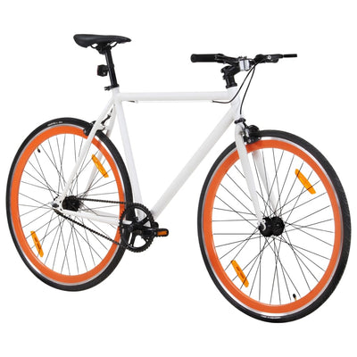 Vidaxl Bicycle con ingranaggio fisso 700 C 59 cm bianco e arancione