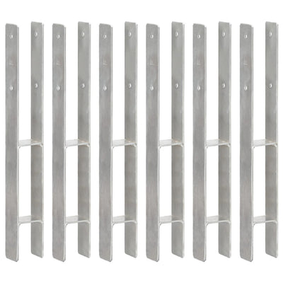 Vidaxl grondankers 6 st 7x6x60 cm gegalvaniseerd staal zilverkleurig