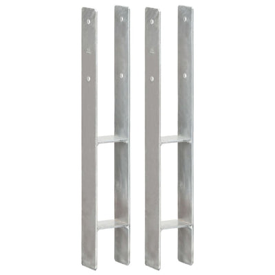 Vidaxl grondankers 2 st 8x6x60 cm gegalvaniseerd staal zilverkleurig