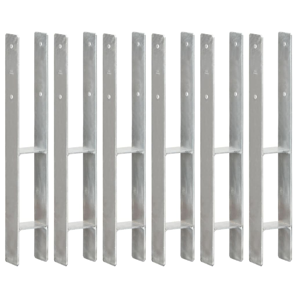 Anclas de tierra Vidaxl 6 PCS 8x6x60 cm de acero galvanizado de color plateado