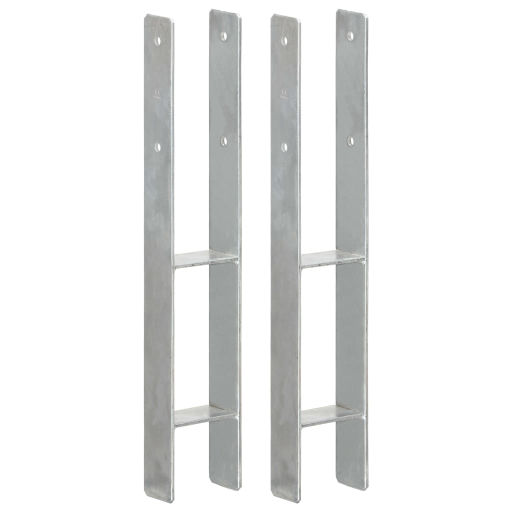 Vidaxx anclajes al suelo 2 uds 9x6x60 cm acero galvanizado color plata