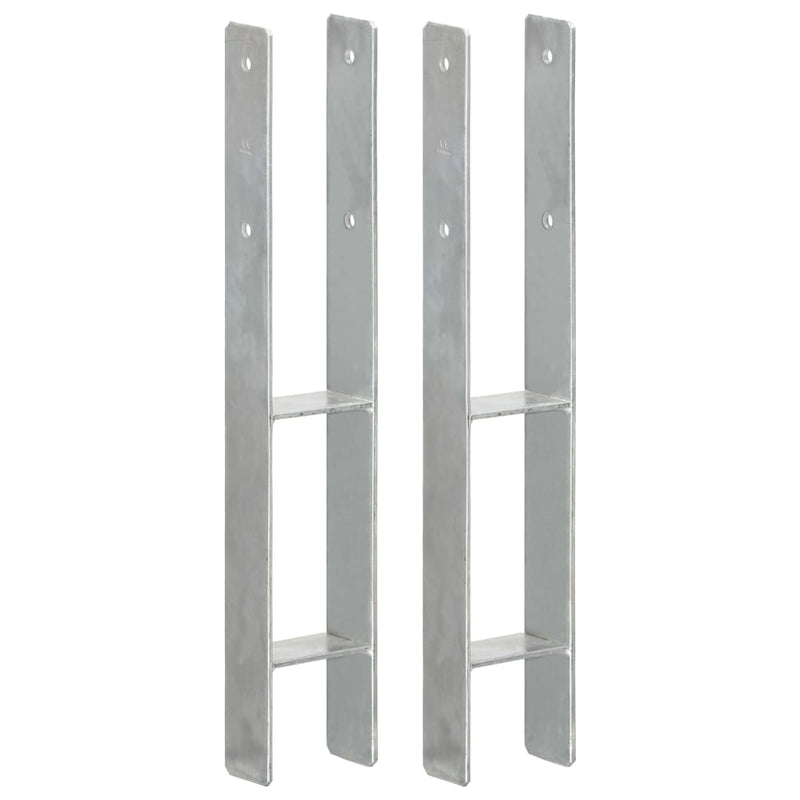 Vidaxx anclajes al suelo 2 uds 9x6x60 cm acero galvanizado color plata
