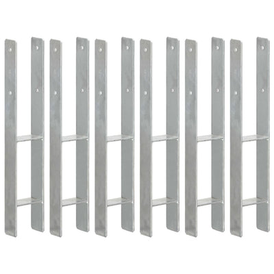 Vidaxl grondankers 6 st 9x6x60 cm gegalvaniseerd staal zilverkleurig