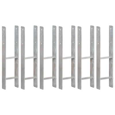 Vidaxl grondankers 6 st 14x6x60 cm gegalvaniseerd staal zilverkleurig