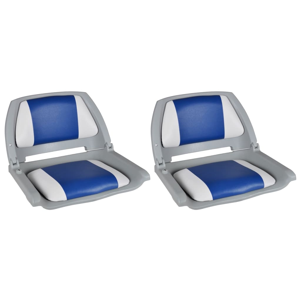 Vidaxl bootstoelen 2 st inklapbare rugleuning 41x51x48 cm blauw wit