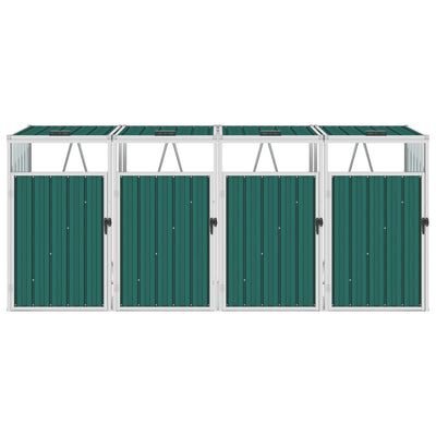 VidaXL Afvalbakberging vierdubbel 286x81x121 cm staal groen