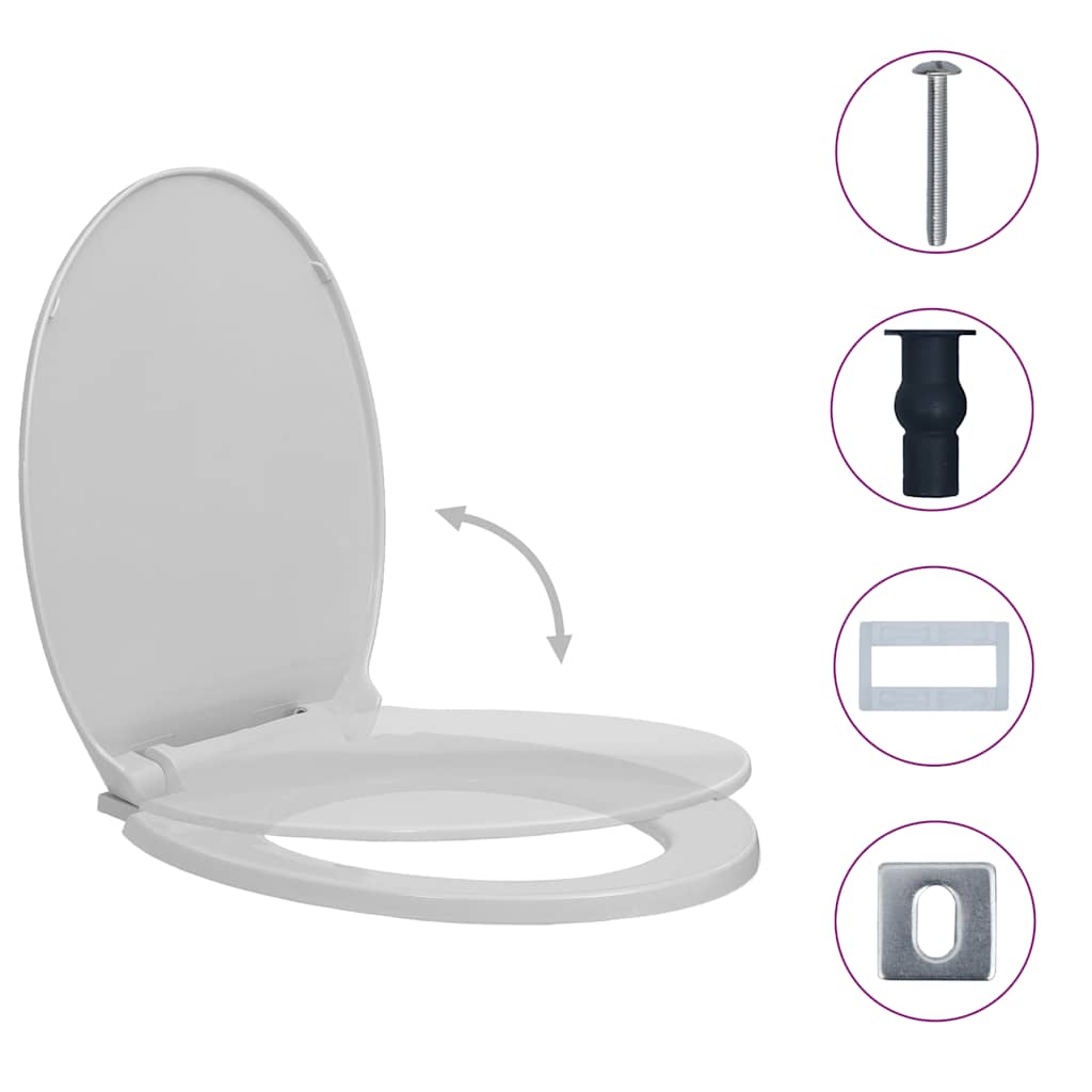 Vidaxl toiletbril soft-close en quick-release ovaal lichtgrijs