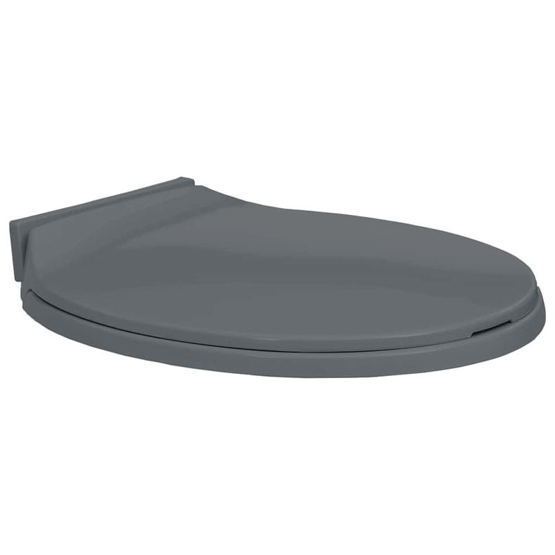 Asiento de inodoro Vidaxl gris ovalado de color cerrado suave