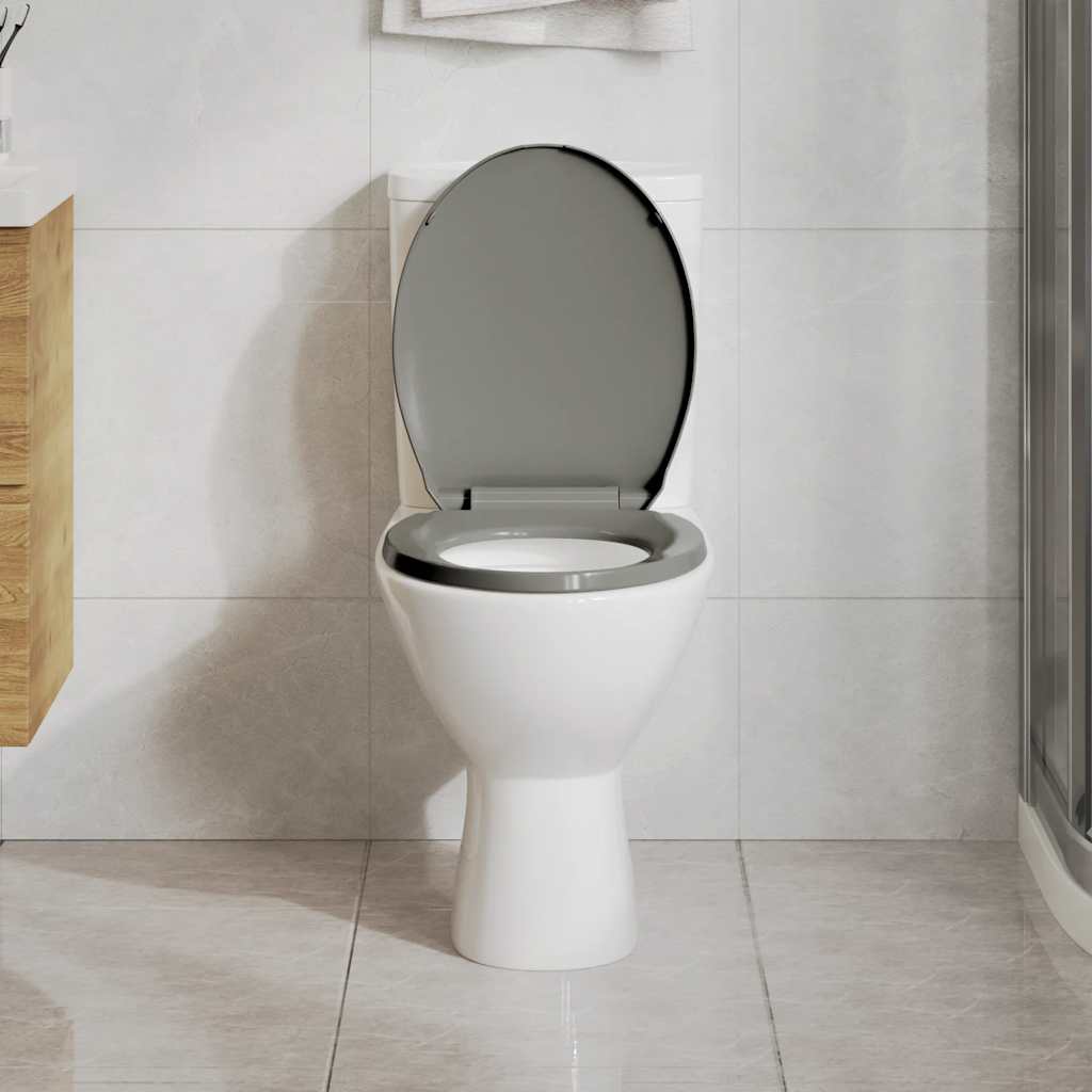 Sedile del toilette Vidaxl Grigio ovale a rilascio rapido