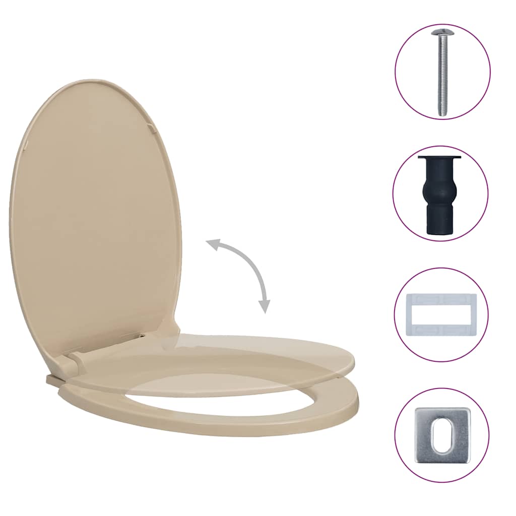 Vidaxl toiletbril soft-close en quick-release ovaal beige