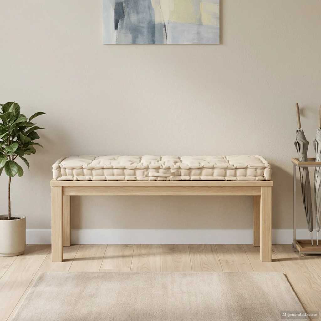 Cojín de piso de paleta Vidaxl 120x40x7 cm de algodón beige