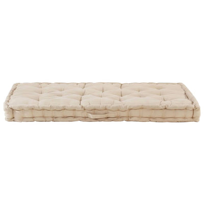 Cojín de piso de paleta Vidaxl 120x80x10 cm de algodón beige