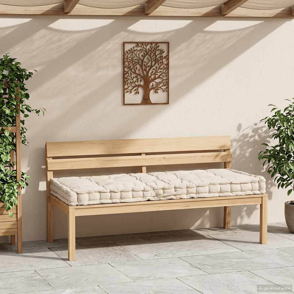 Cojín de piso de paleta Vidaxl 120x80x10 cm de algodón beige