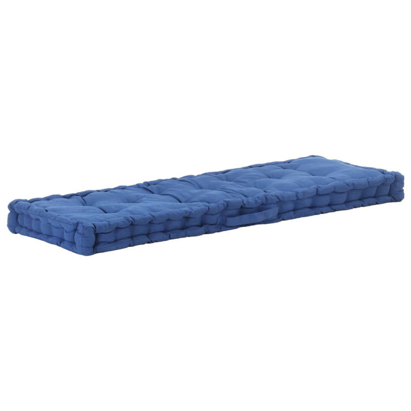 Vidaxl Pallet Floor Cushion 120x40x7 cm Algodón azul