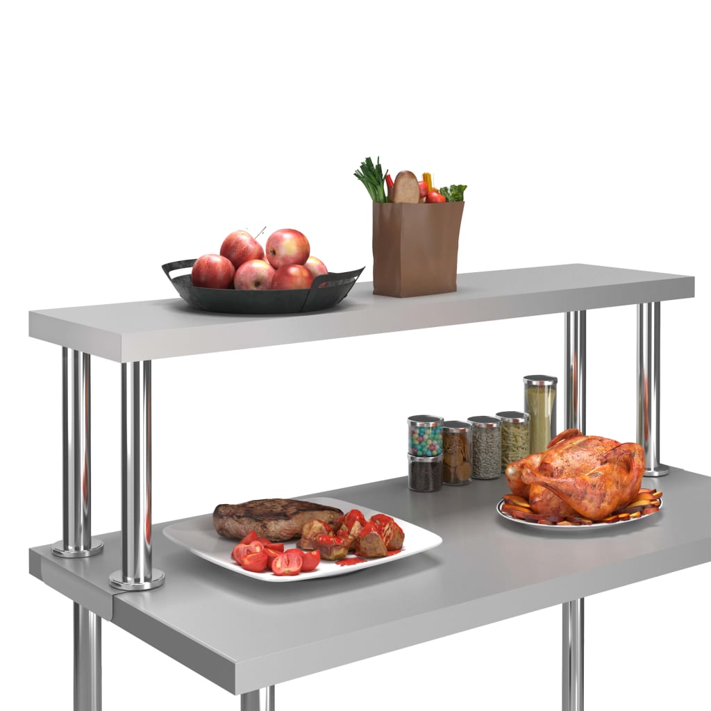 Vidaxl Aumento per la tabella di lavoro 120x30x35 cm in acciaio inossidabile