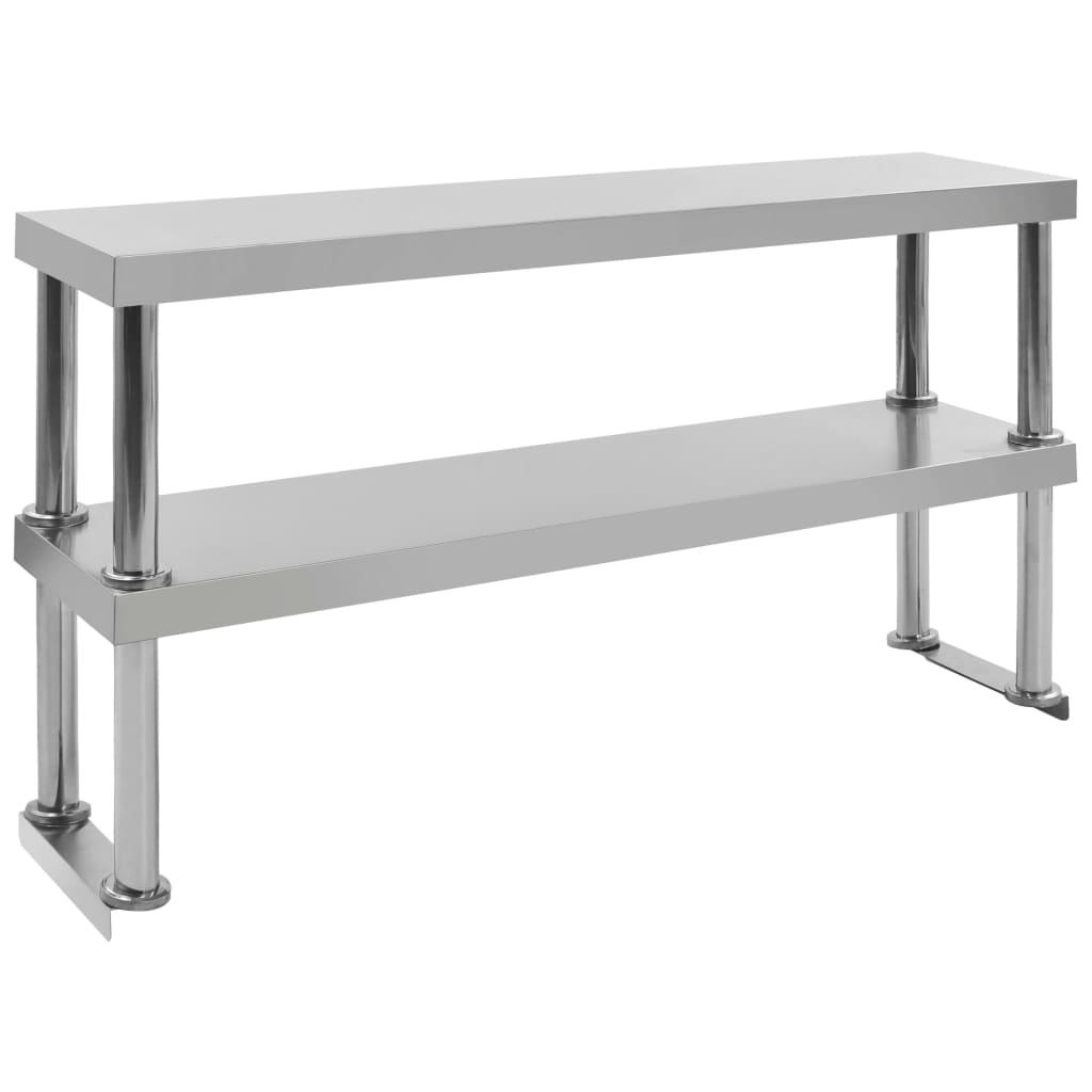 Vidaxl Aumento per lavoro Tabella 2 strati 120x30x65 cm in acciaio inossidabile