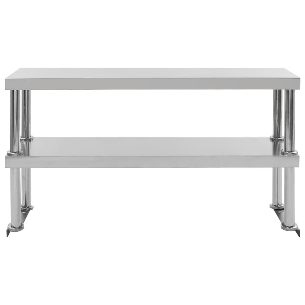 Vidaxl Aumento per lavoro Tabella 2 strati 120x30x65 cm in acciaio inossidabile