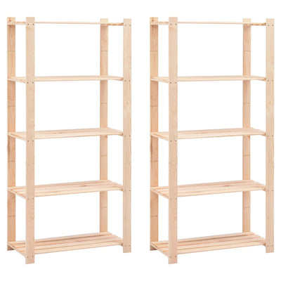 Rack di archiviazione VIDAXL 5 STAGGIO 2 ST 80x38x170 cm Pine Wood 250 kg