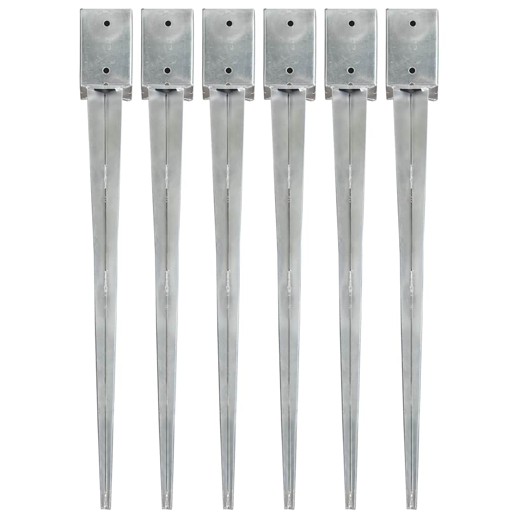 Vidaxl grondpinnen 6 st 9x9x90 cm gegalvaniseerd staal zilverkleurig