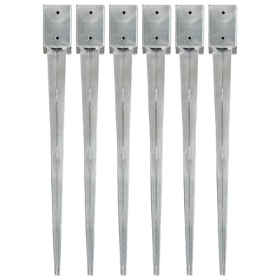 Vidaxl grondpinnen 6 st 9x9x90 cm gegalvaniseerd staal zilverkleurig