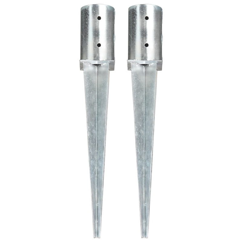 Pins de tierra Vidaxl 2 pcs 8x61 cm de acero galvanizado de color plateado