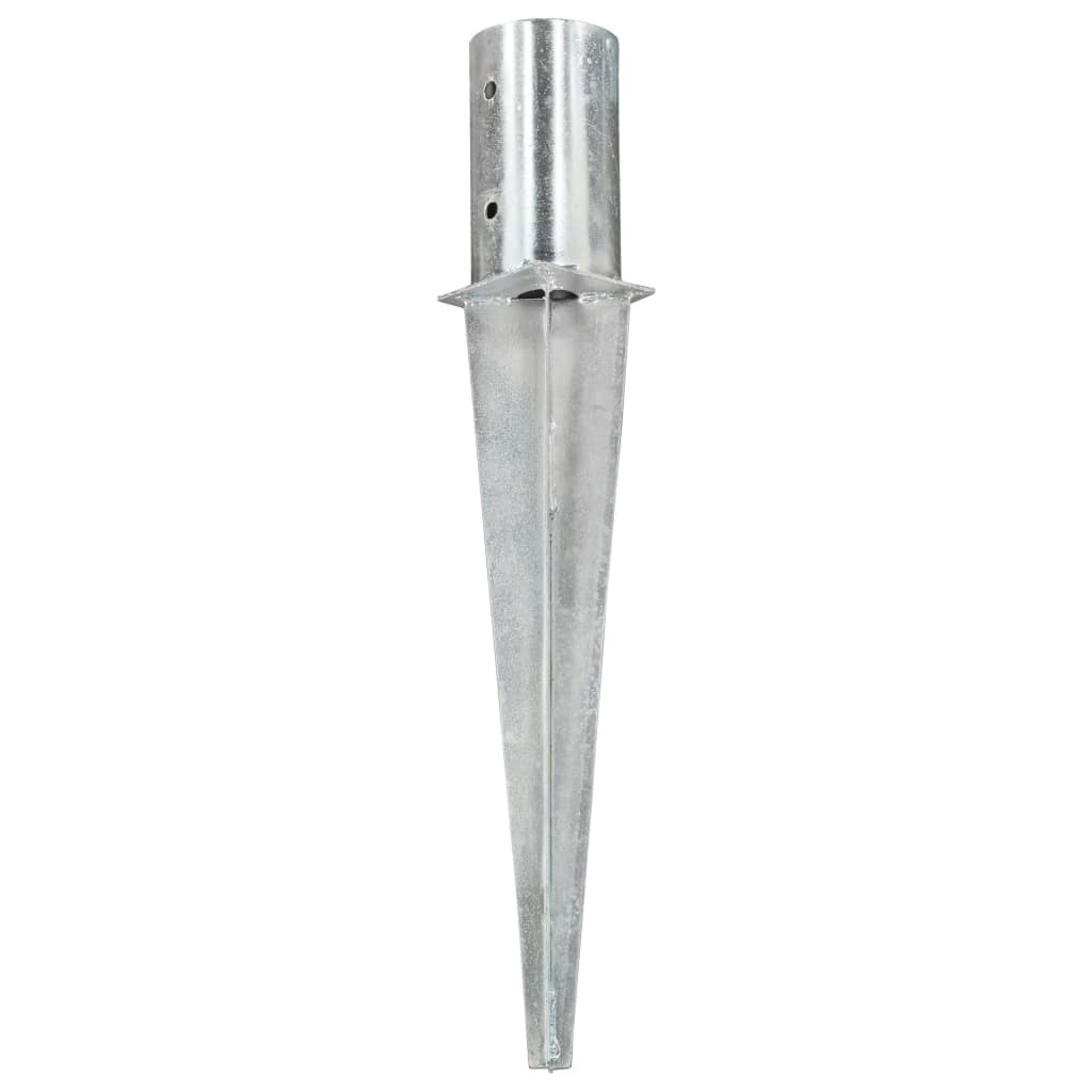 Pins de tierra Vidaxl 2 pcs 8x61 cm de acero galvanizado de color plateado